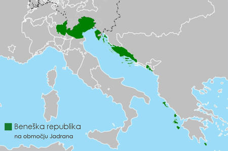 Beneška republika na območju Jadrana (vir Pomorski muzej Piran)